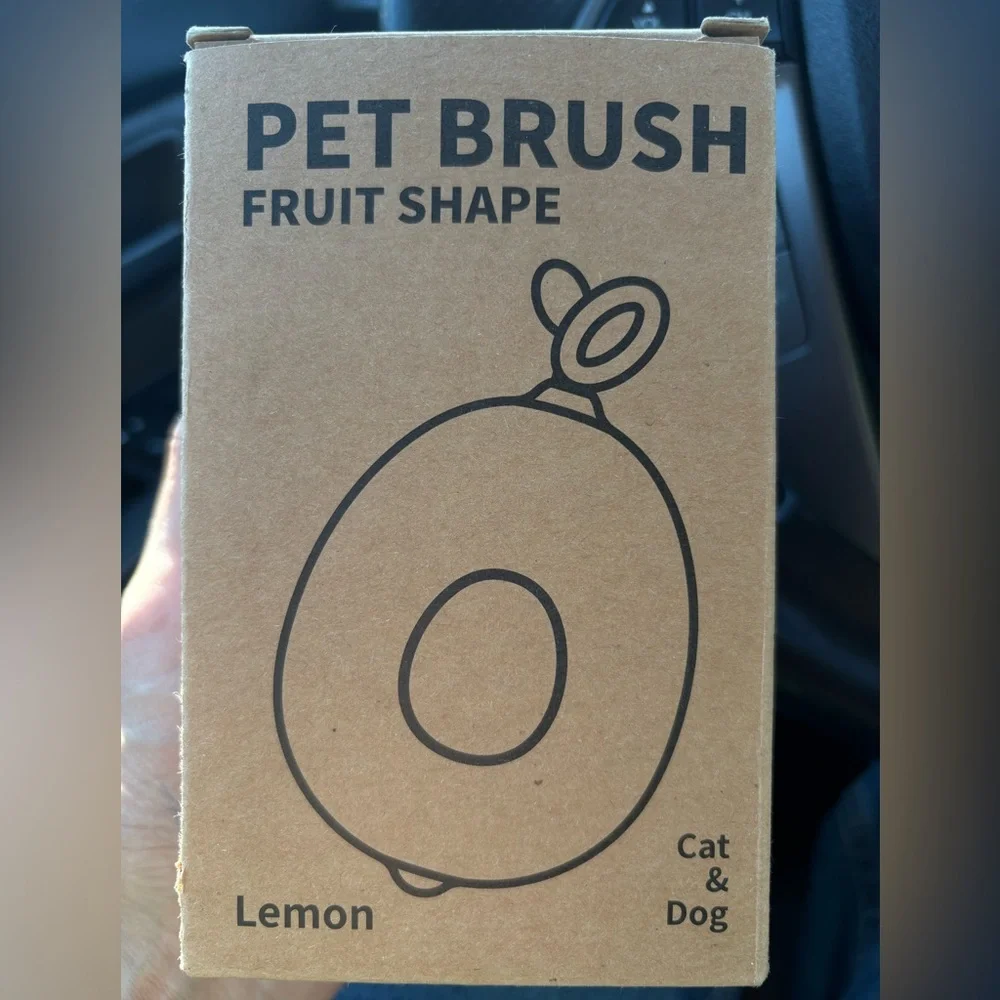 Fruit Shape Lemon Pet Grooming Brush One-Key Release Shedding, Stainless Pins